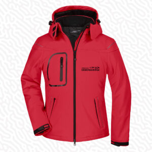 Winter Softshell Jacke mit Kapuze für Damen - Tierschutz Siebengebirge - mit Druck in vielen verschiedenen Farben